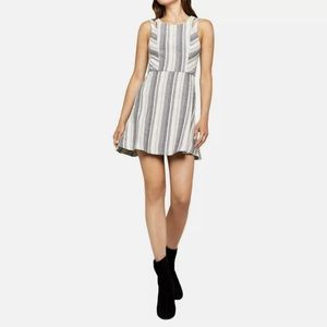 BCBGENERATION  Ivory/Black Striped Cut Out Swing  Dress